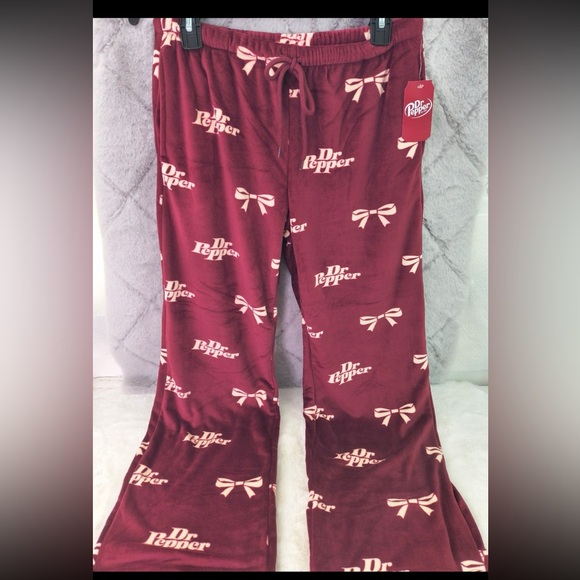 Dr. Pepper Bow velour lounge pants- L - Picture 6 of 6
